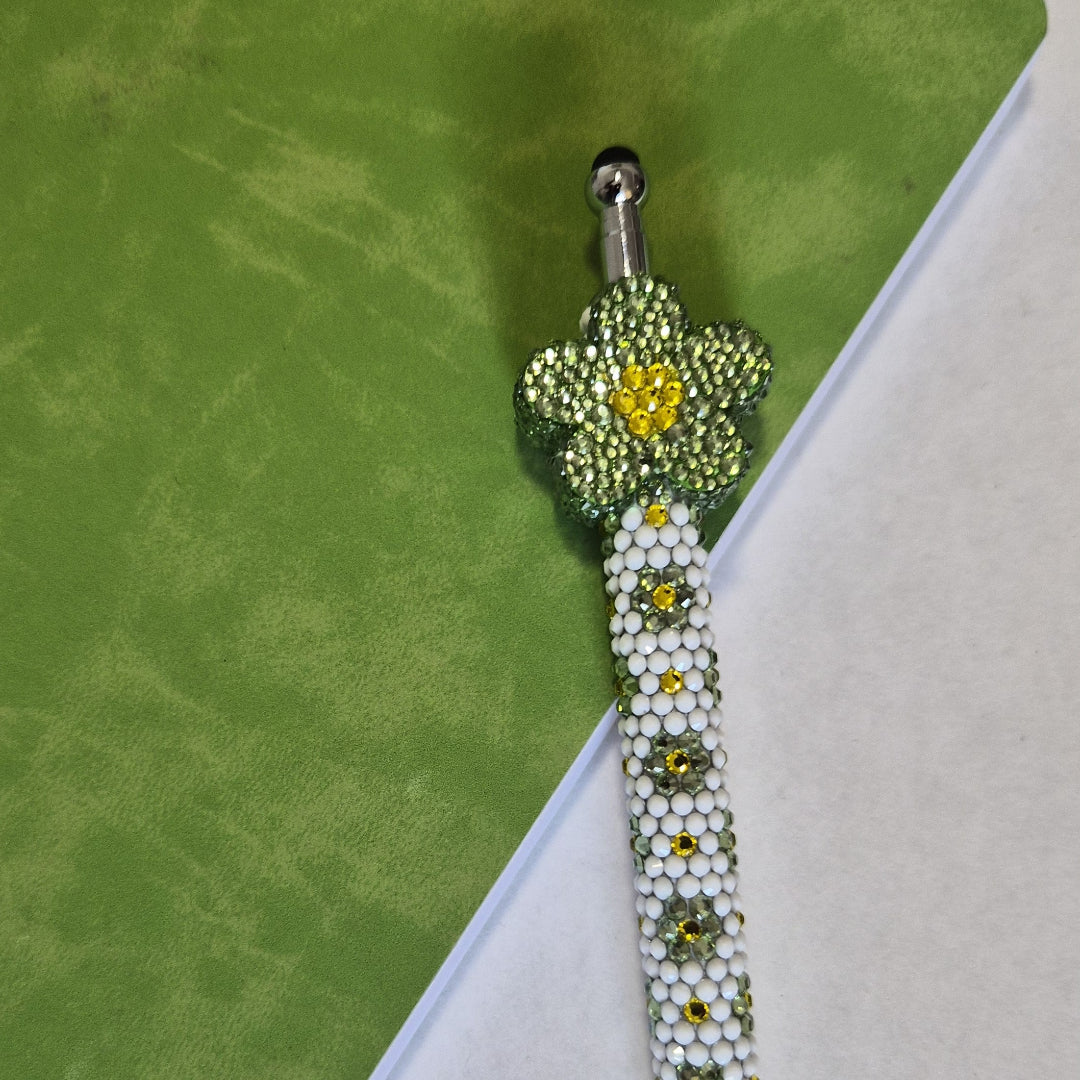 Bloom Pen | Floral Bible Study Pen | Green & Yellow Handmade Journal Pen