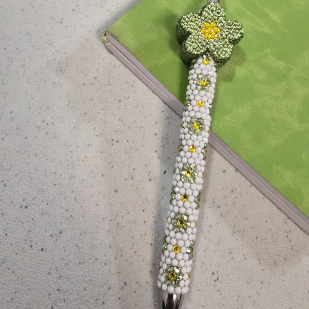 Bloom Pen | Floral Bible Study Pen | Green & Yellow Handmade Journal Pen