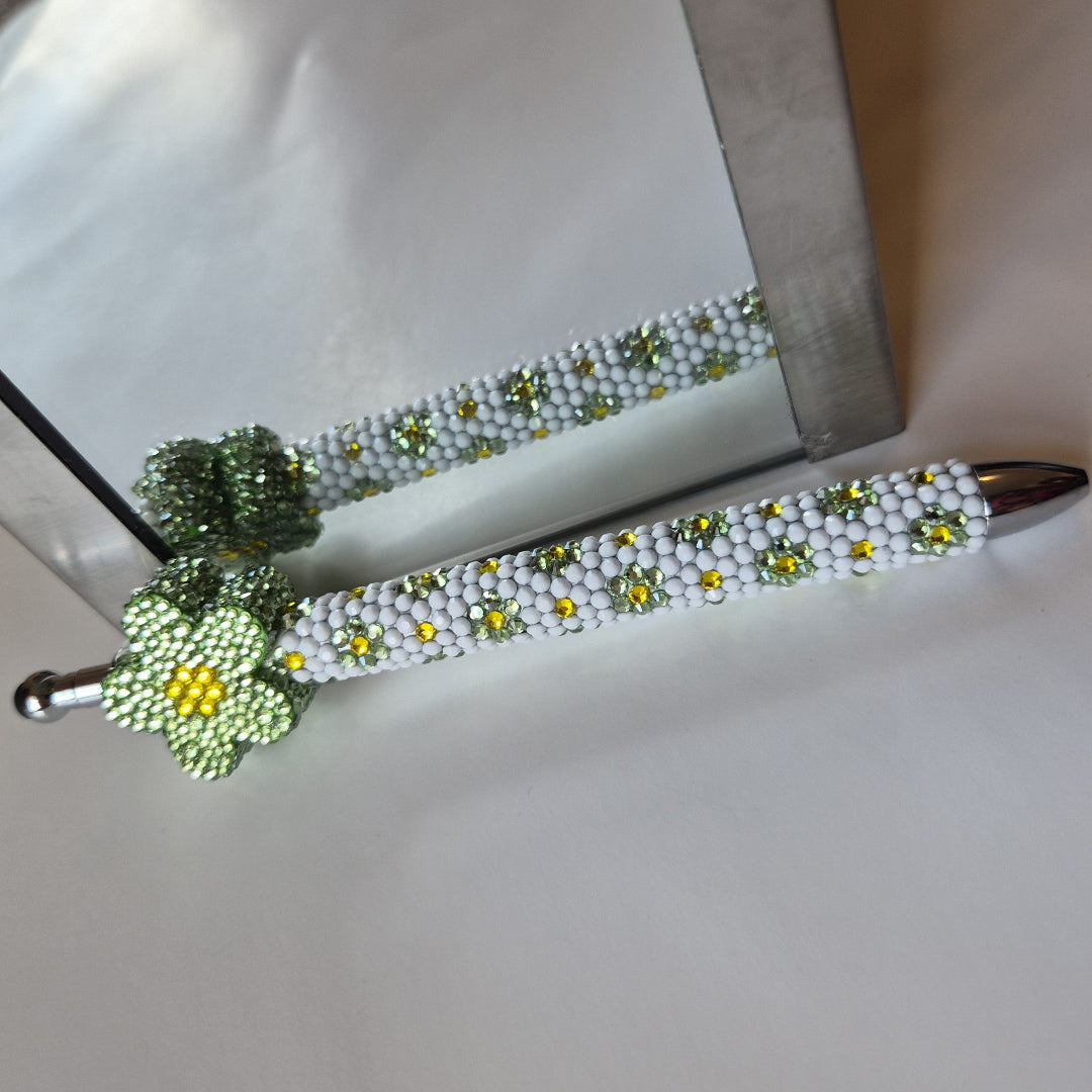 Bloom Pen | Floral Bible Study Pen | Green & Yellow Handmade Journal Pen