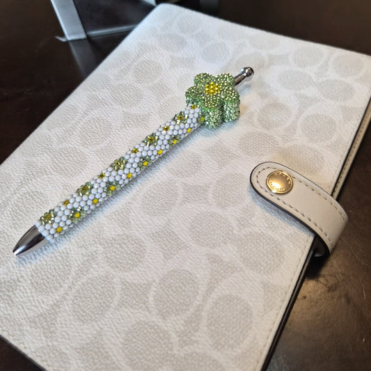 Bloom Pen | Floral Bible Study Pen | Green & Yellow Handmade Journal Pen