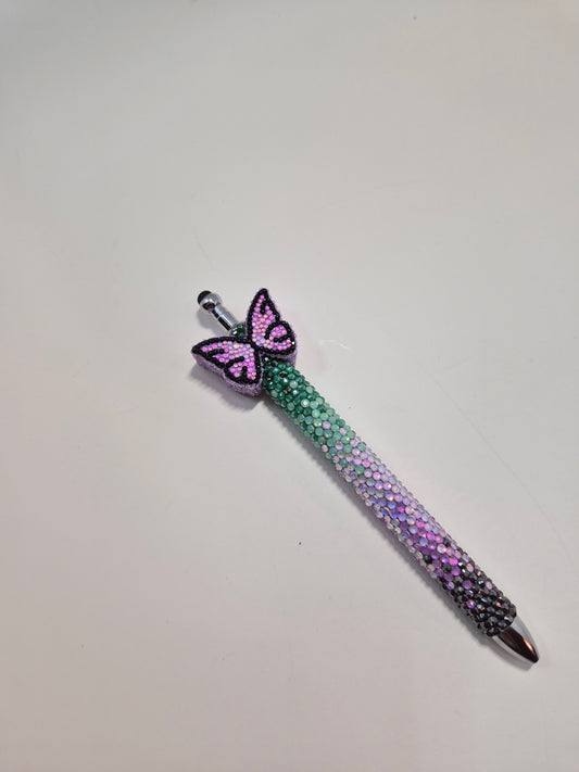 Transformed Pen | Butterfly Rhinestone Faith Pen | Purple & Green Ombré