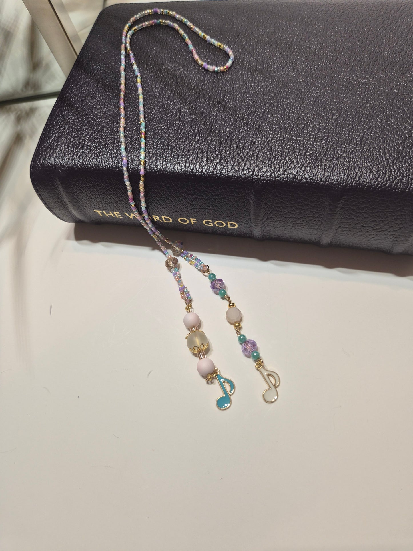 Faith Mixtape Beaded Bookmark - shown held in hand for scale - Faith Focused Lifestyle
