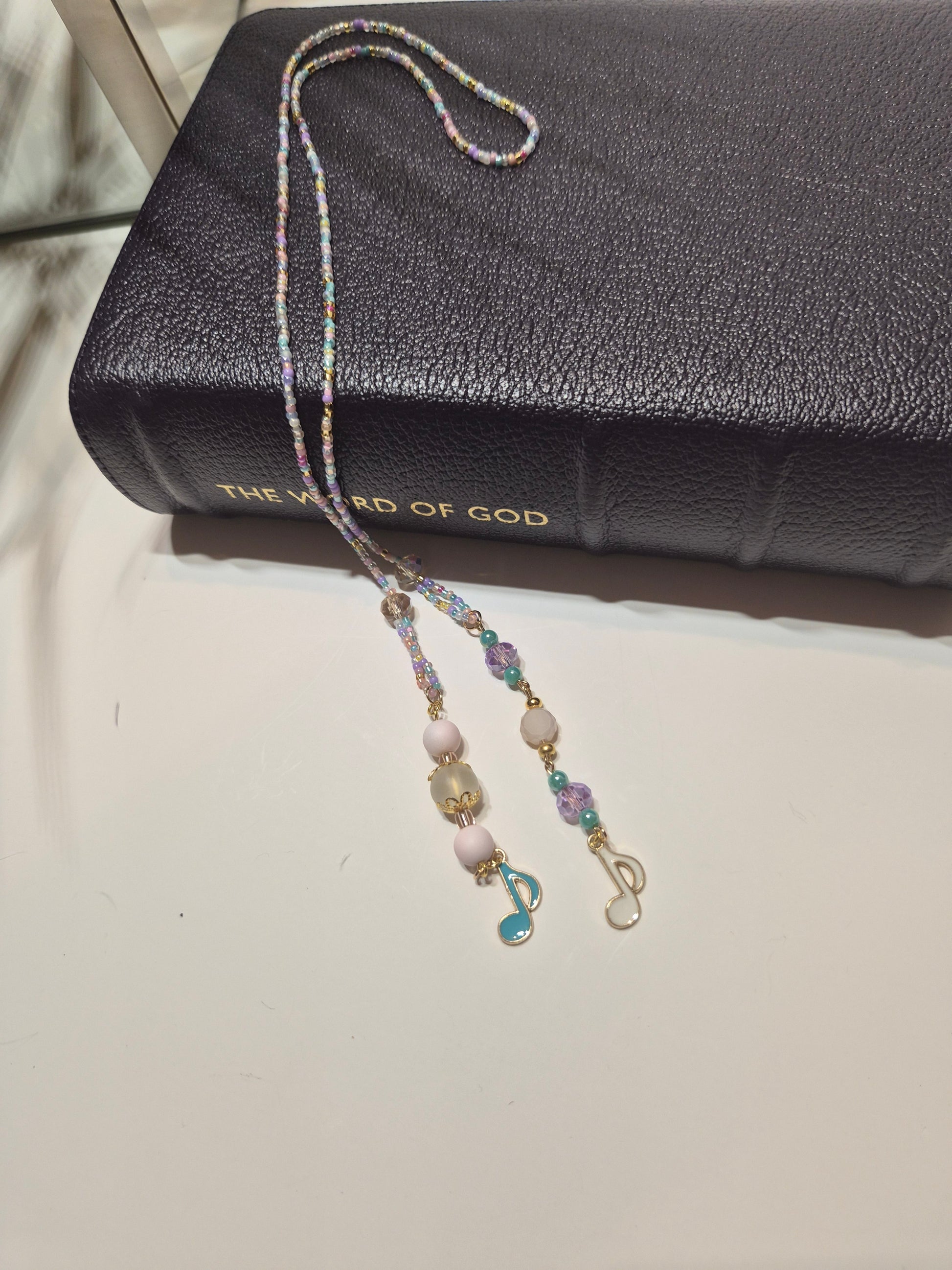 Faith Mixtape Beaded Bookmark - shown held in hand for scale - Faith Focused Lifestyle