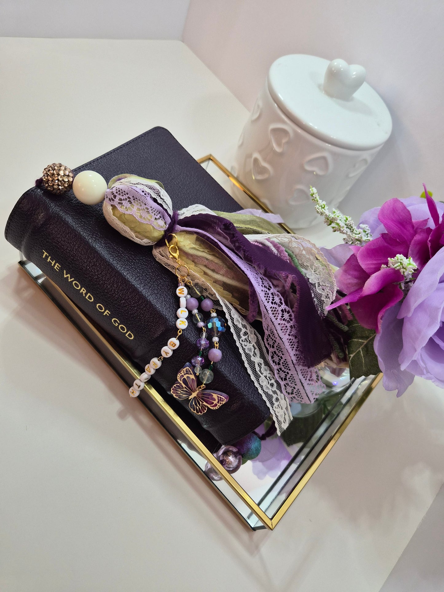 Surrendered Walk Tassel | Bible Tassel Bookmark | Beaded Faith Ribbon