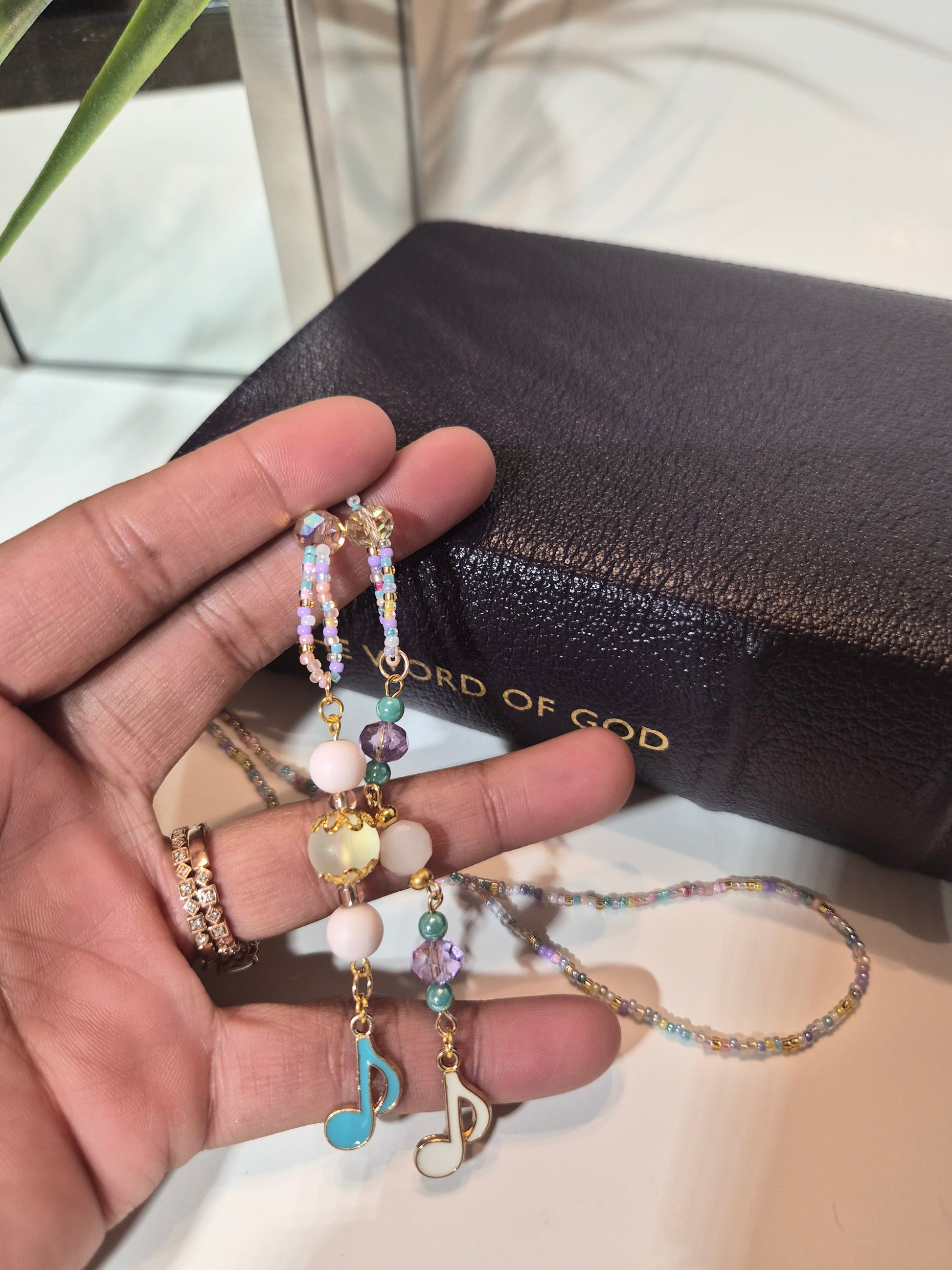 Faith Mixtape Beaded Bookmark - close-up of bead detail - Faith Focused Lifestyle