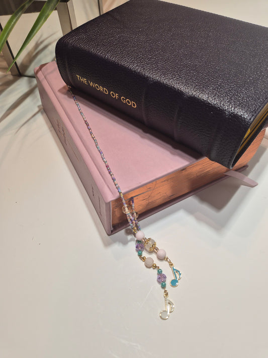 Faith Mixtape Beaded Bookmark - full view on neutral background - Faith Focused Lifestyle