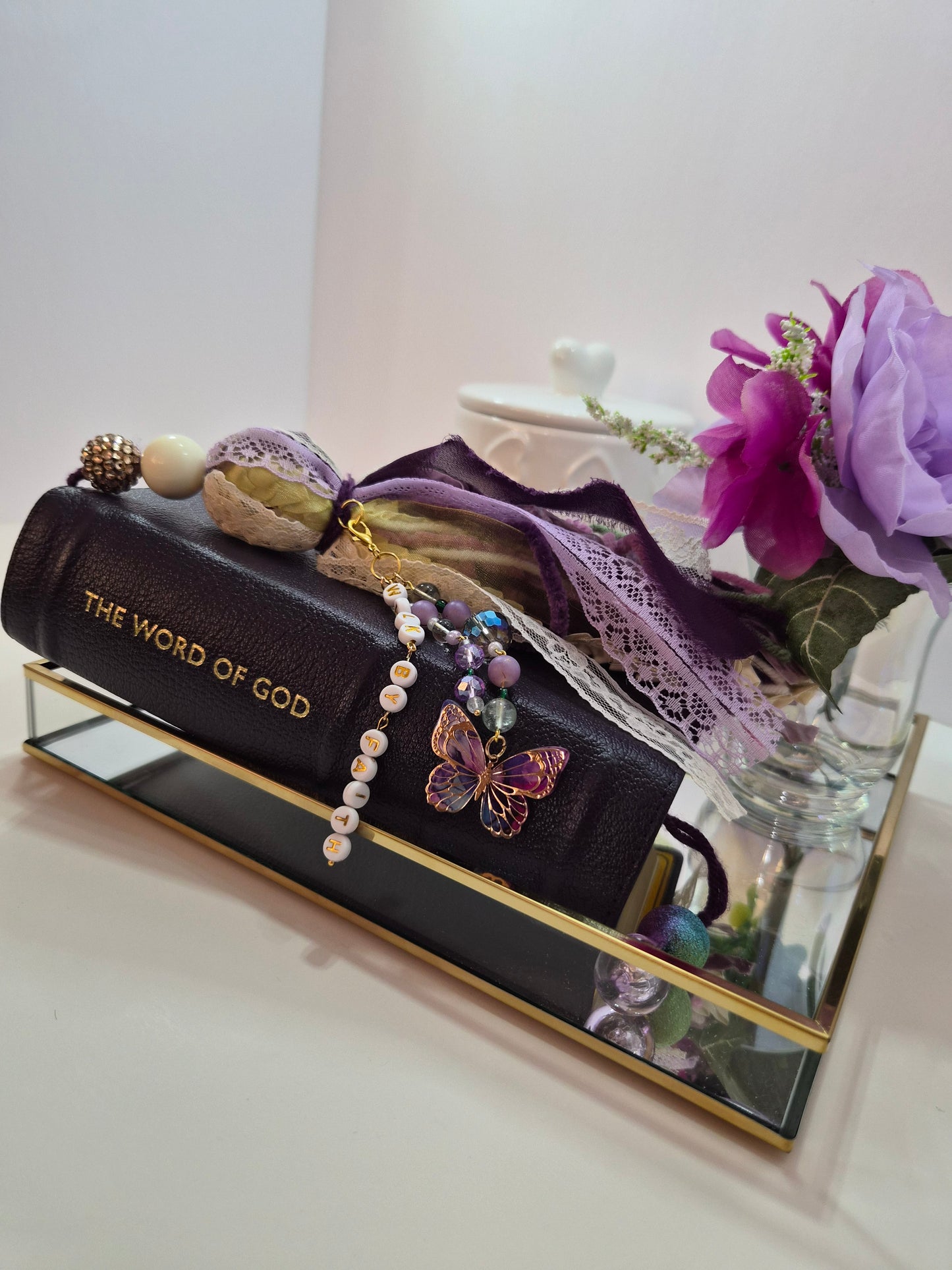 Surrendered Walk Tassel | Bible Tassel Bookmark | Beaded Faith Ribbon