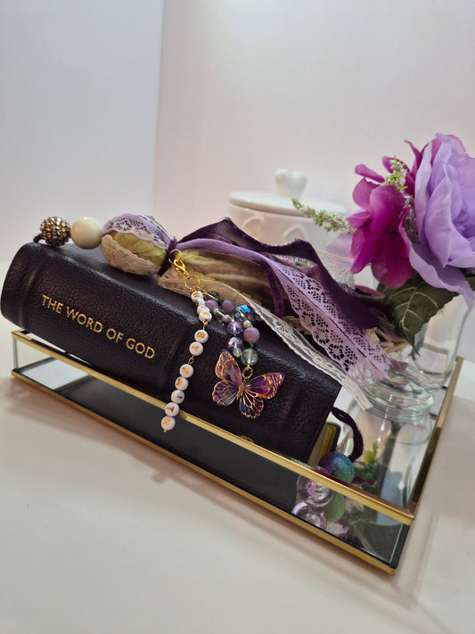 Surrendered Walk Tassel | Bible Tassel Bookmark | Beaded Faith Ribbon